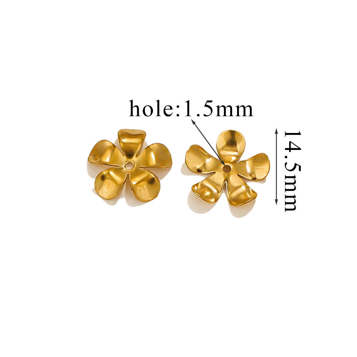 100PCS Stainless Steel Petal Bead Caps & Flower Cups - 18K Vacuum Plated Jewelry Spacer Parts 
