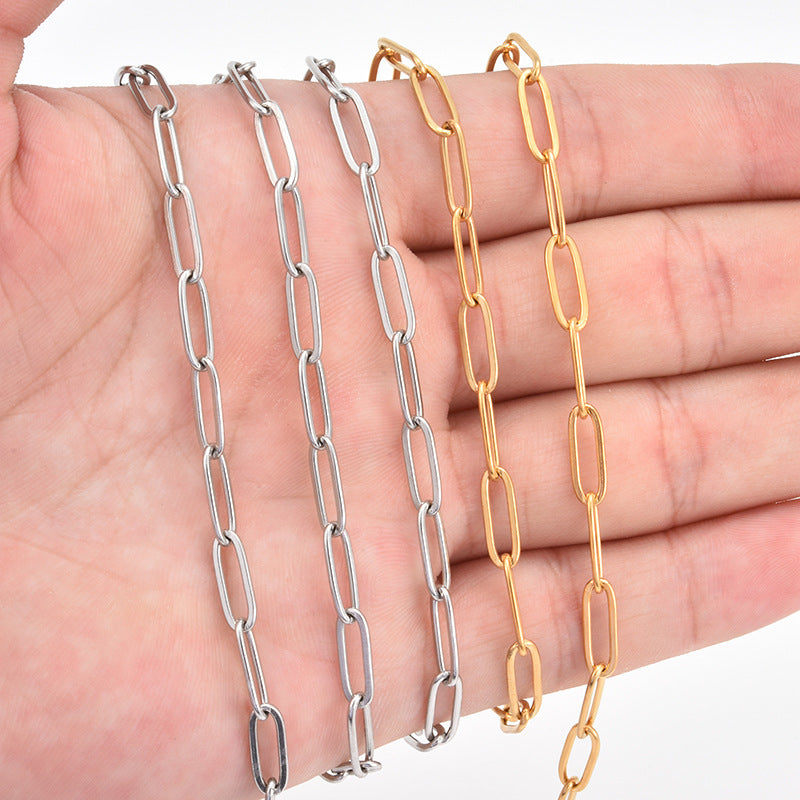2 Meters Stainless Steel Paperclip Chain for Jewelry DIY