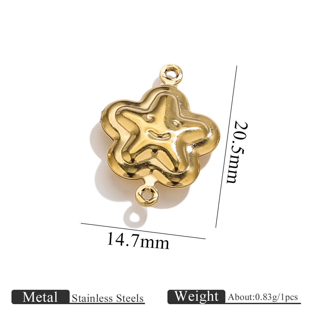 10PCS Stainless Steel Double-Hole Connector| Heart & Star Shapes | DIY Jewelry Connectors for Bracelets & Necklaces