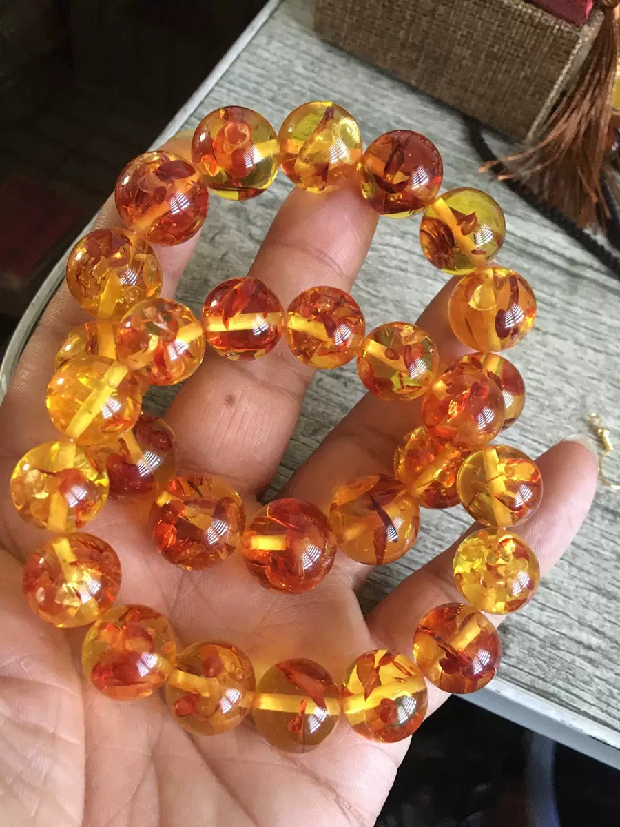 12-22mm Second Generation Amber Flower Bead Bracelet