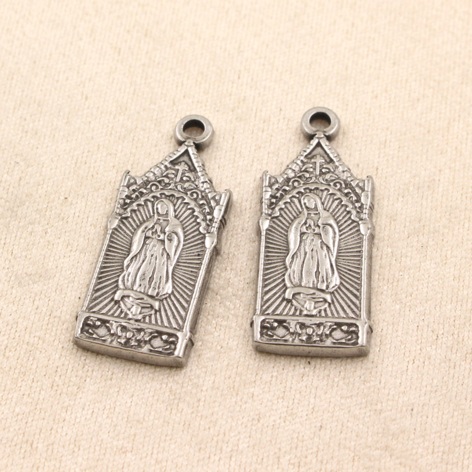 Stainless Steel (Titanium Steel) Virgin Mary Pendant | Religious Themed Jewelry Charm for Necklaces & Faith-Based Crafts