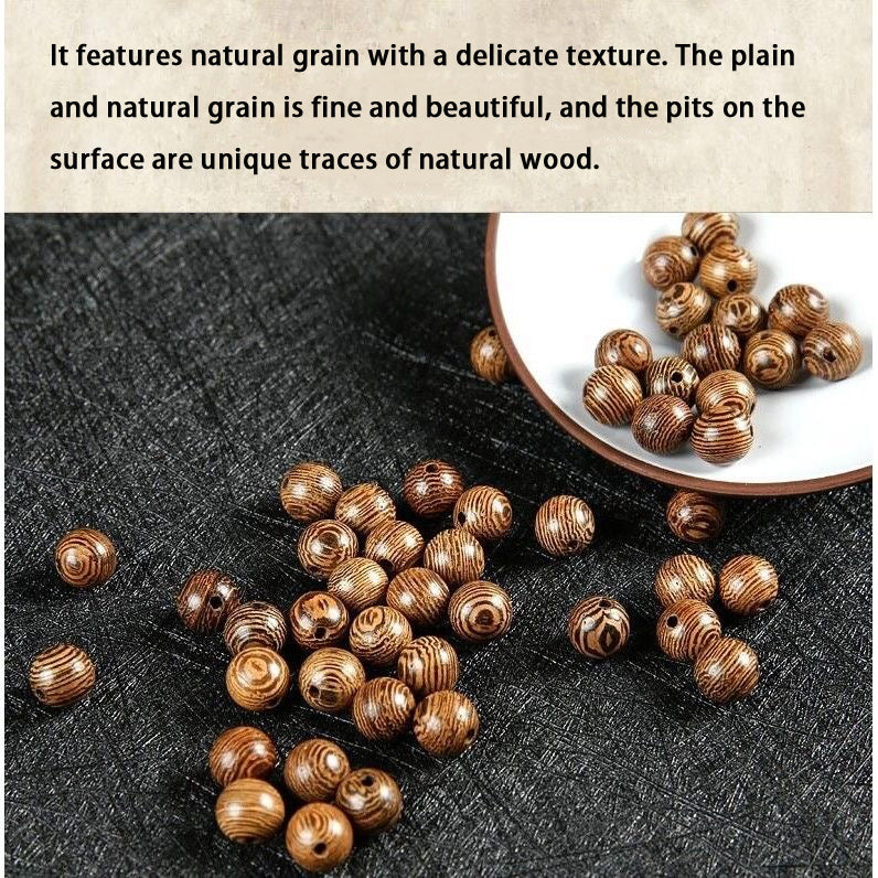 100PCS 6mm/8mm Natural Chicken Wing Wood Loose Beads - Fine Wing-Like Grain, Smooth Finish for Jewelry Making