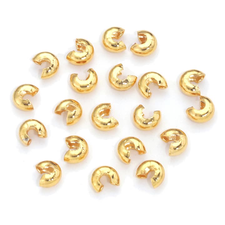 100Pcs Stainless Steel Crimp Beads Covers, Open Half Round Crimping Knot Cover Small Spacer Beads for Jewelry Making Assortments DIY Crafts Bracelets