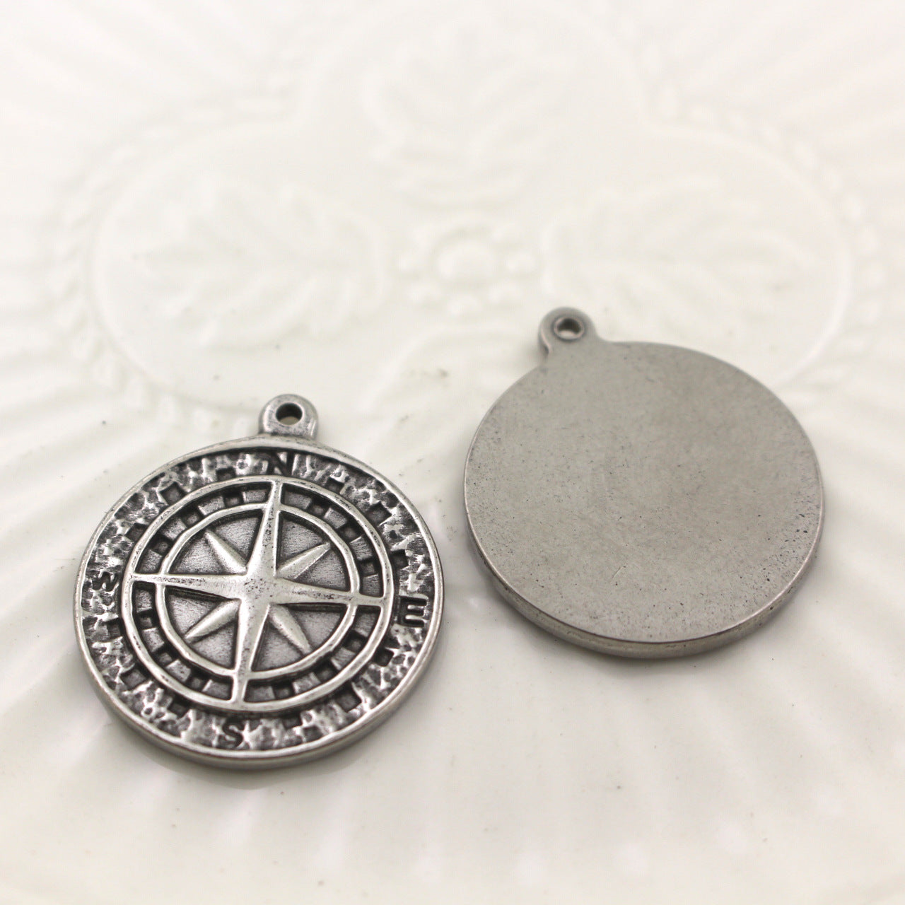 Stainless Steel (Titanium Steel) Compass Pendant | Hip Hop Style Necklace Charm, Trendy Jewelry Accessory for Men & Women