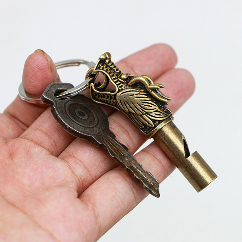 Vintage Brass Dragon Head Whistle Pendant, Retro Steampunk Whistle Charm, Antique Brass Dragon Pendant, Unique Jewelry Making Supplies
