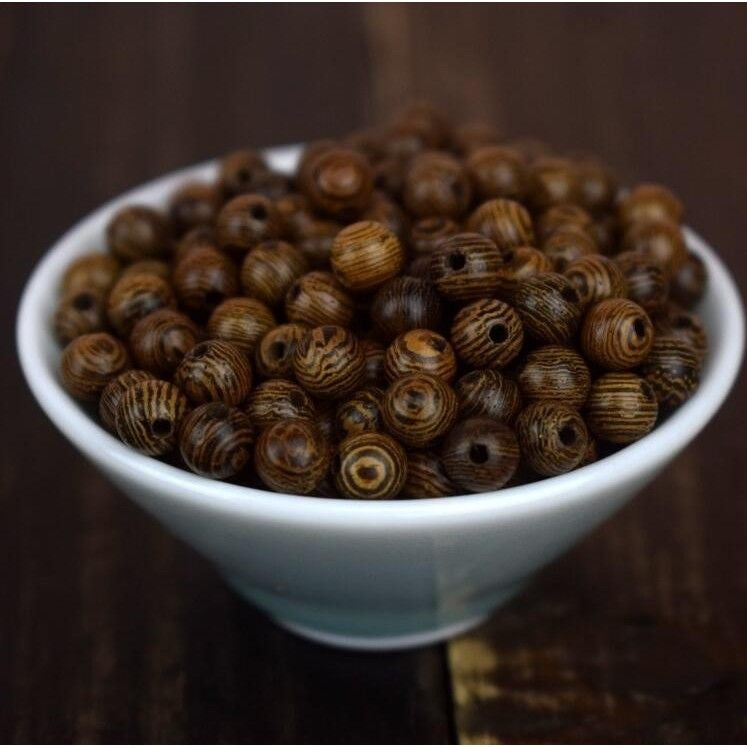 100PCS 6mm/8mm Natural Chicken Wing Wood Loose Beads - Fine Wing-Like Grain, Smooth Finish for Jewelry Making