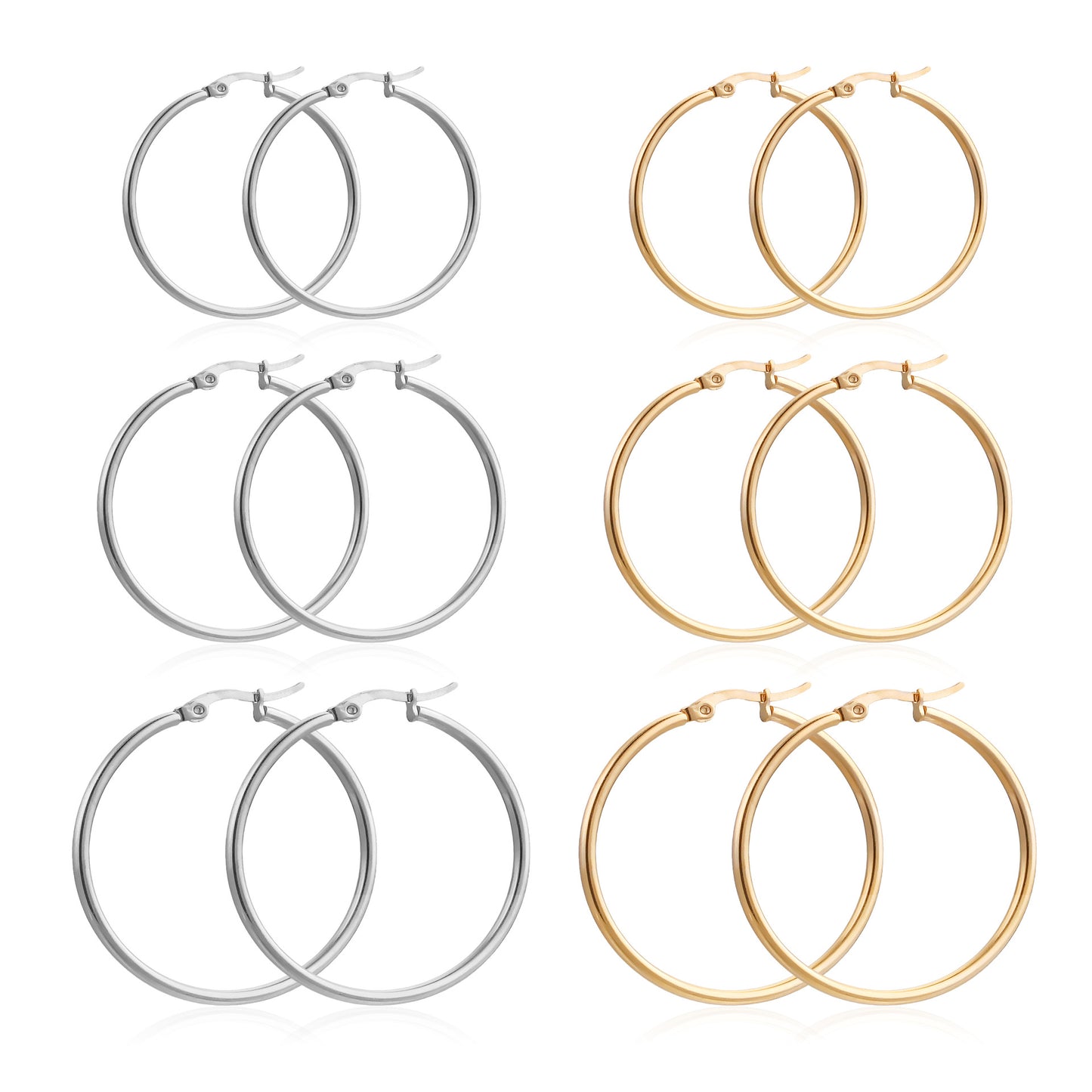 Minimalist 2mm Stainless Steel Large Hoop Earrings - Sleek Design, Durable Daily Wear Jewelry