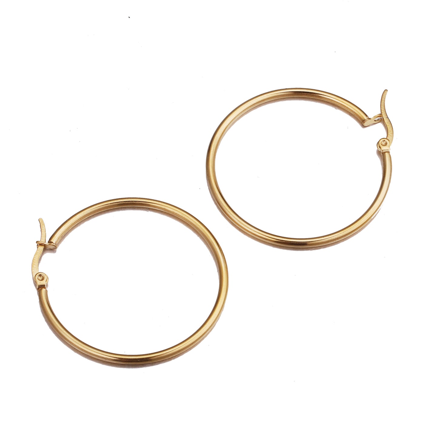 Minimalist 2mm Stainless Steel Large Hoop Earrings - Sleek Design, Durable Daily Wear Jewelry