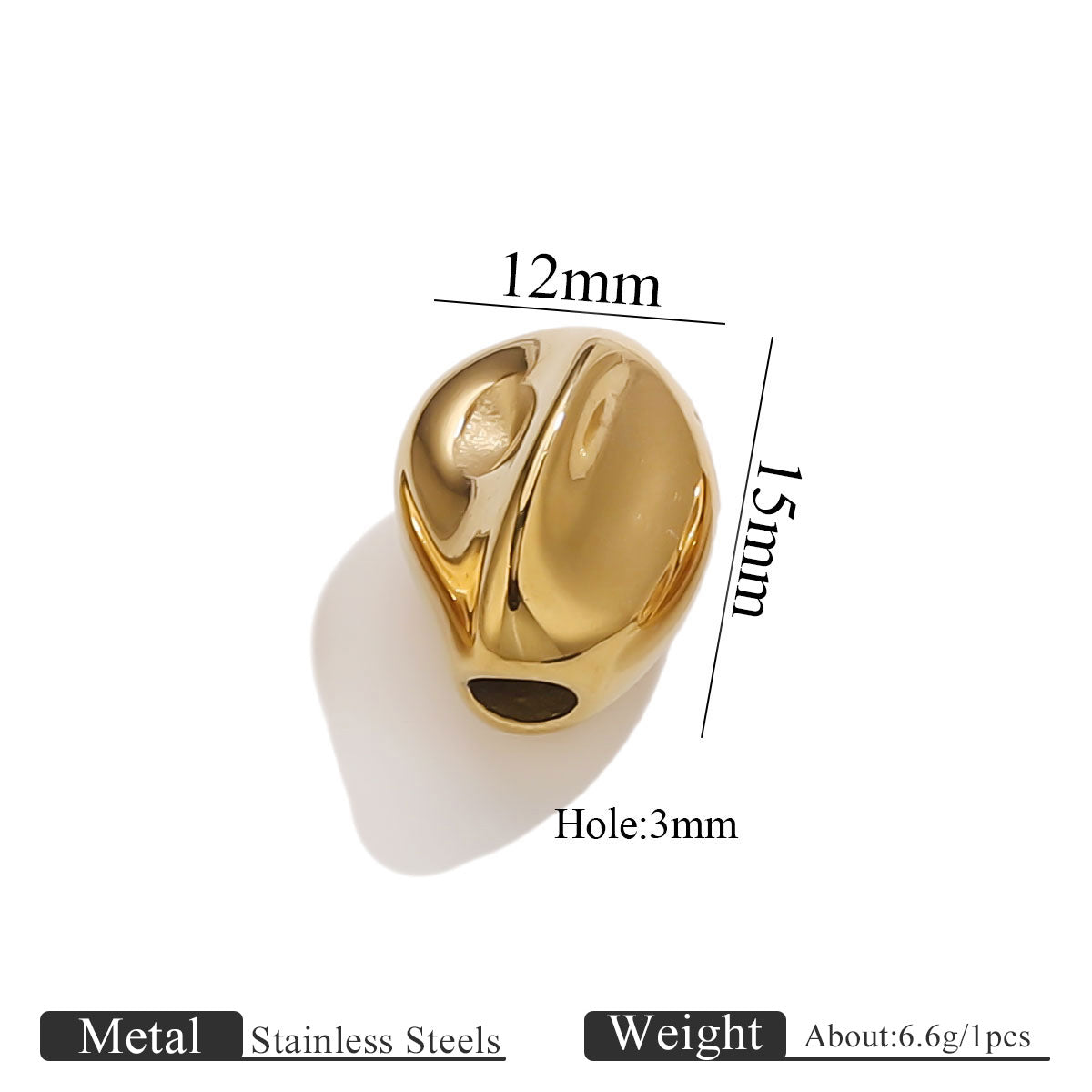 18K Gold Plated Titanium/Stainless Steel Beads | Large Hole Diamond Shaped Gemstone Chips | Loose Beads for Bracelets & Necklaces