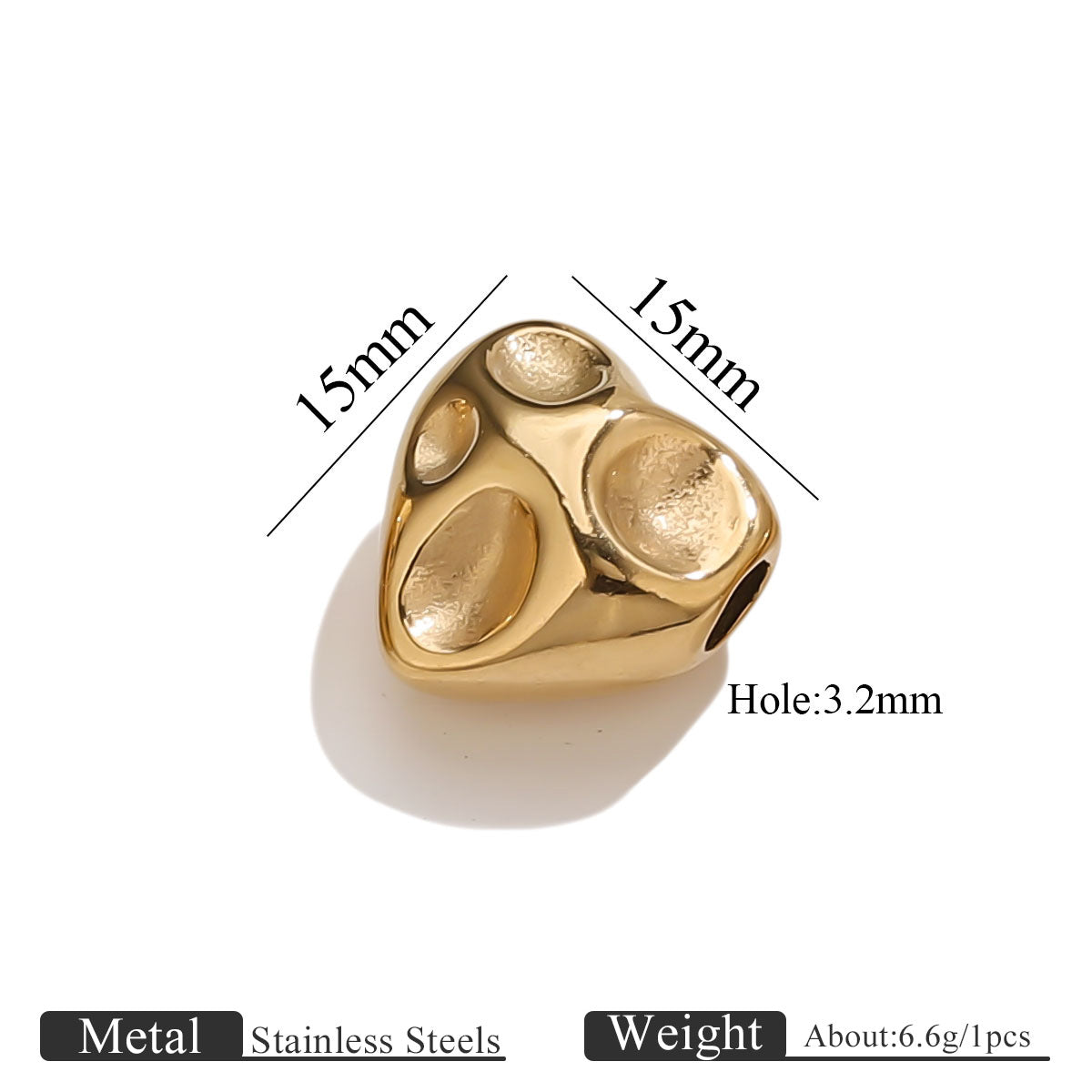 18K Gold Plated Titanium/Stainless Steel Beads | Large Hole Diamond Shaped Gemstone Chips | Loose Beads for Bracelets & Necklaces