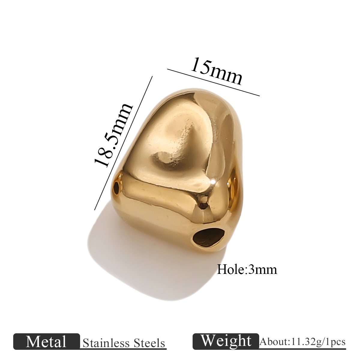 18K Gold Plated Titanium/Stainless Steel Beads | Large Hole Diamond Shaped Gemstone Chips | Loose Beads for Bracelets & Necklaces