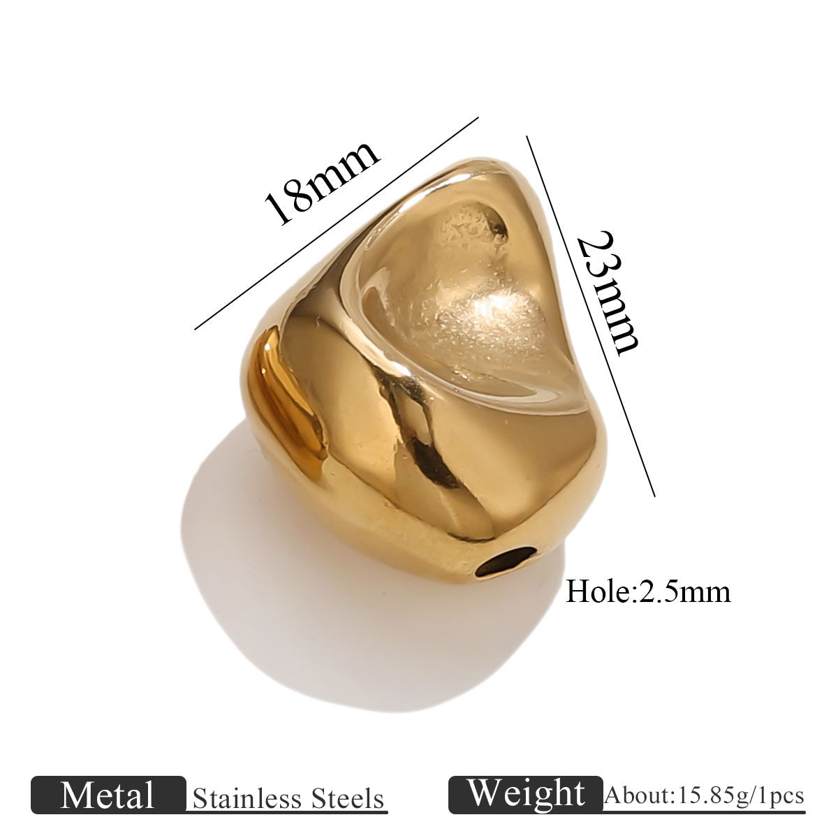 18K Gold Plated Titanium/Stainless Steel Beads | Large Hole Diamond Shaped Gemstone Chips | Loose Beads for Bracelets & Necklaces