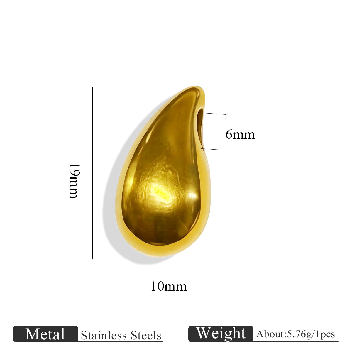18K Gold Plated Titanium/Stainless Steel Beads | Large Hole Diamond Shaped Gemstone Chips | Loose Beads for Bracelets & Necklaces