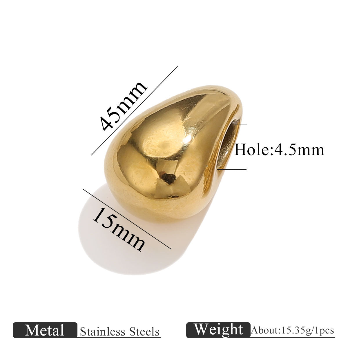 18K Gold Plated Titanium/Stainless Steel Beads | Large Hole Diamond Shaped Gemstone Chips | Loose Beads for Bracelets & Necklaces