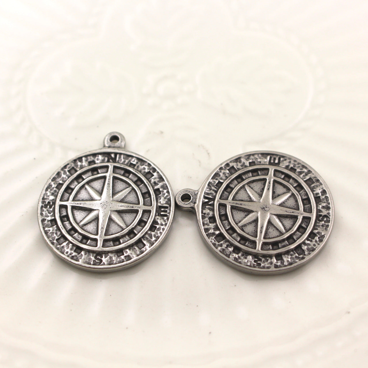 Stainless Steel (Titanium Steel) Compass Pendant | Hip Hop Style Necklace Charm, Trendy Jewelry Accessory for Men & Women