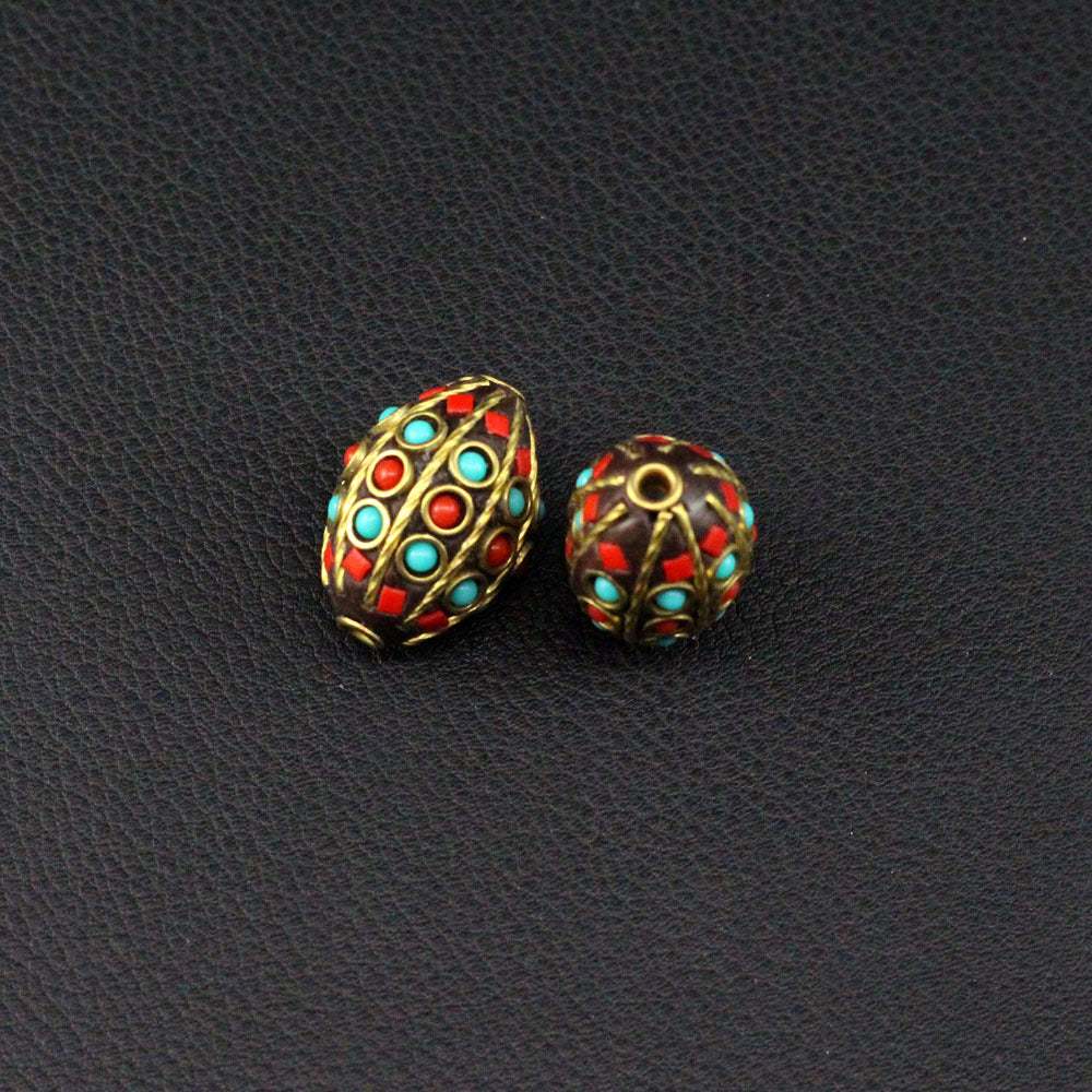 DIY hand-inlaid copper wire Nepalese style rice beads ethnic style keychain Vajra Bodhi play with beads