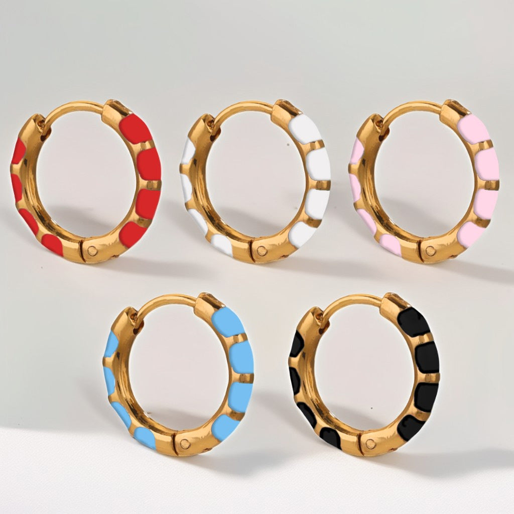 Enamel Color Hand-Dropped Ear Clips - Stainless Steel & Titanium Steel | Classic Cute Women's Earrings