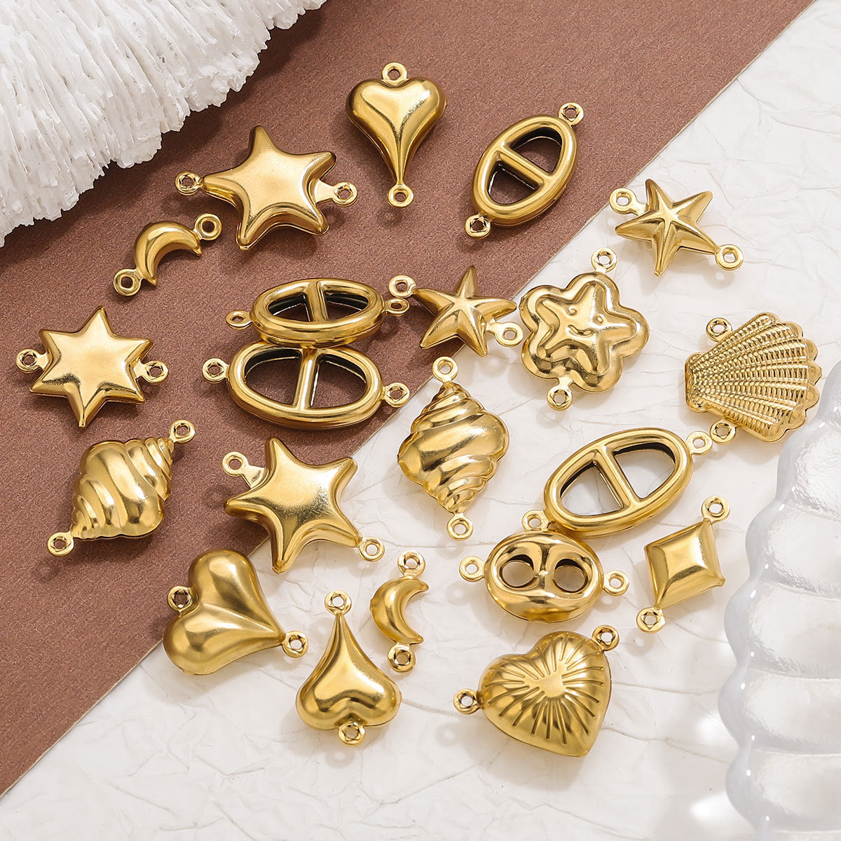 10PCS Stainless Steel Double-Hole Connector| Heart & Star Shapes | DIY Jewelry Connectors for Bracelets & Necklaces