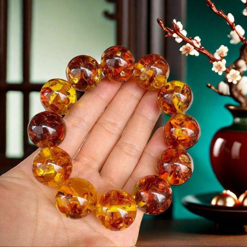 12-22mm Second Generation Amber Flower Bead Bracelet