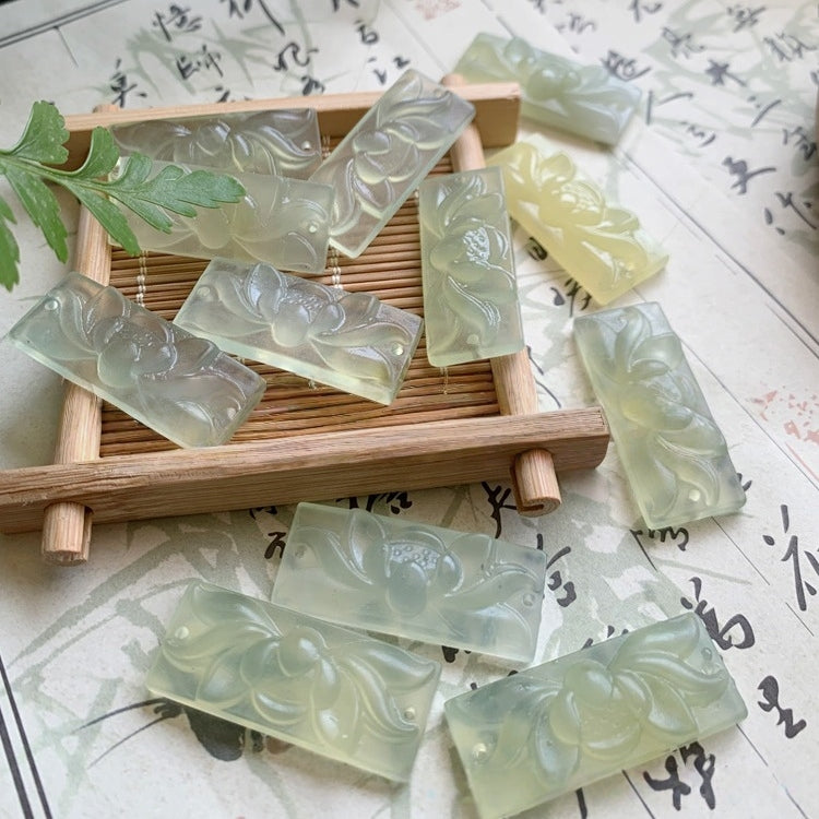 14x35x7mm Natural Xiuyu Jade Lotus Hand, Carved Gemstone Charm, DIY Bracelet Necklace Pendant, Handmade Jewelry Making Supplies