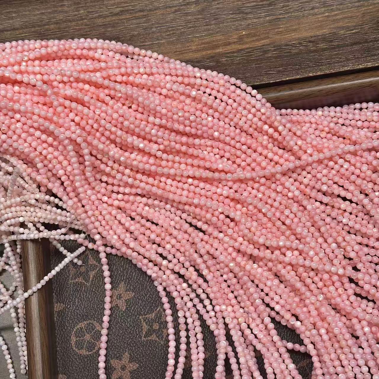 3mm , 4mm Pink Trochus Shell Beads - Tiny Pink Trochus Shells for DIY Jewelry Making, Craft Projects