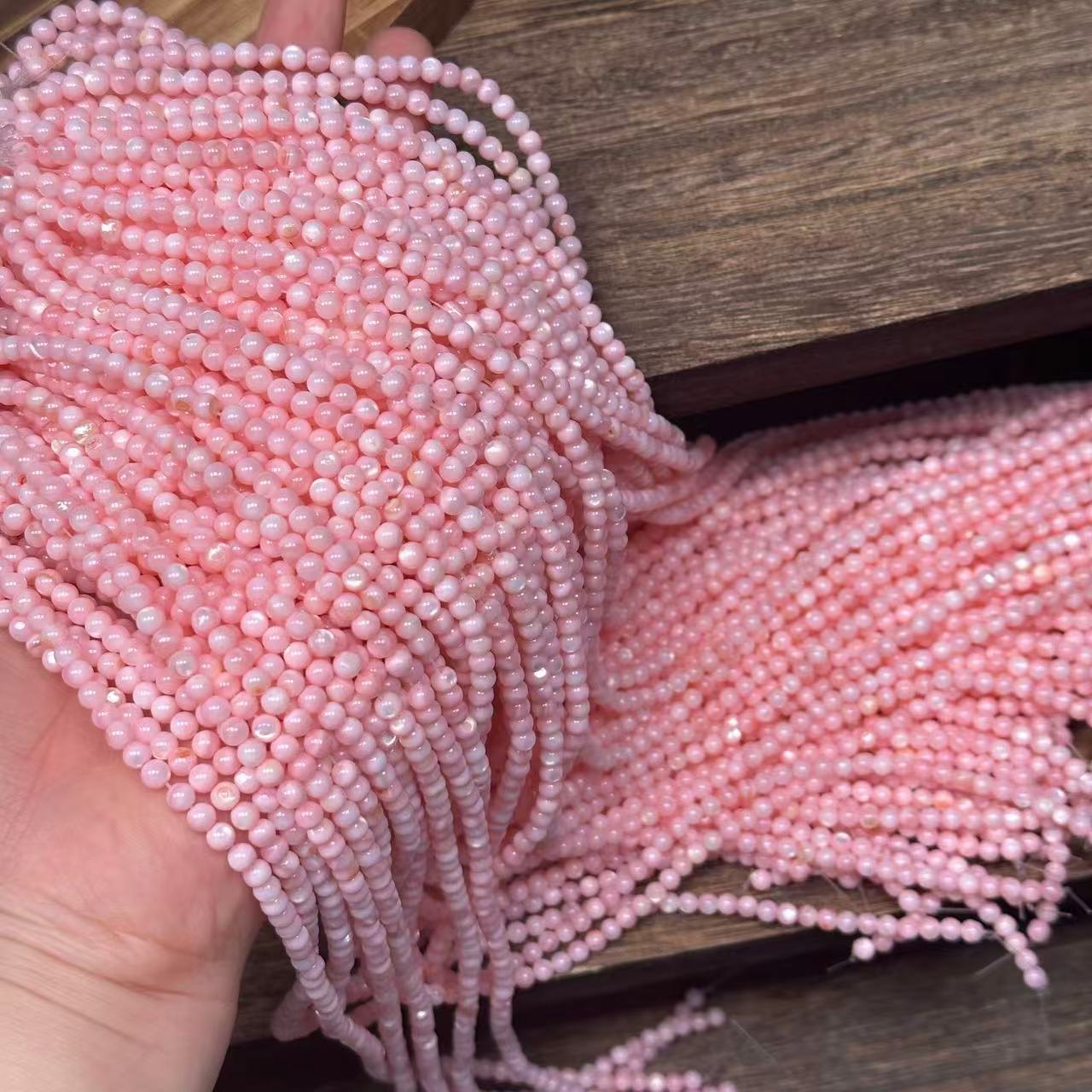 3mm , 4mm Pink Trochus Shell Beads - Tiny Pink Trochus Shells for DIY Jewelry Making, Craft Projects