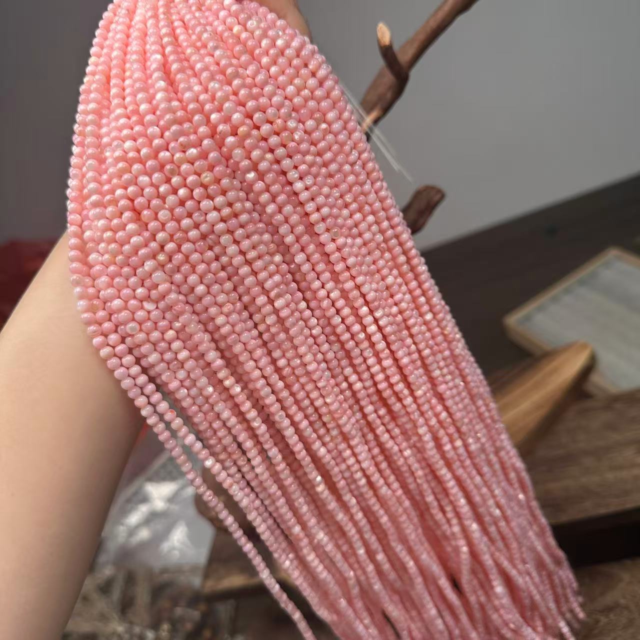 3mm , 4mm Pink Trochus Shell Beads - Tiny Pink Trochus Shells for DIY Jewelry Making, Craft Projects