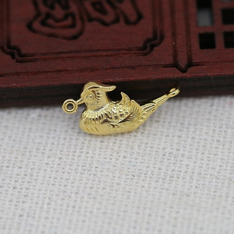 Tarnish Resistant 24K Gold Plated Brass Mandarin Duck Pair Pendants – 19x8mm DIY Jewelry Making Supplies ( 1 Pair )