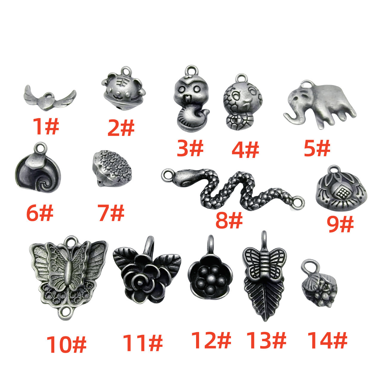 A Series of Charm 3:10PCS Vintage Animal Flower Butterfly Charms, Retro Jewelry Pendant, Antique Style Alloy Connector for DIY Necklace Bracelet Earrings