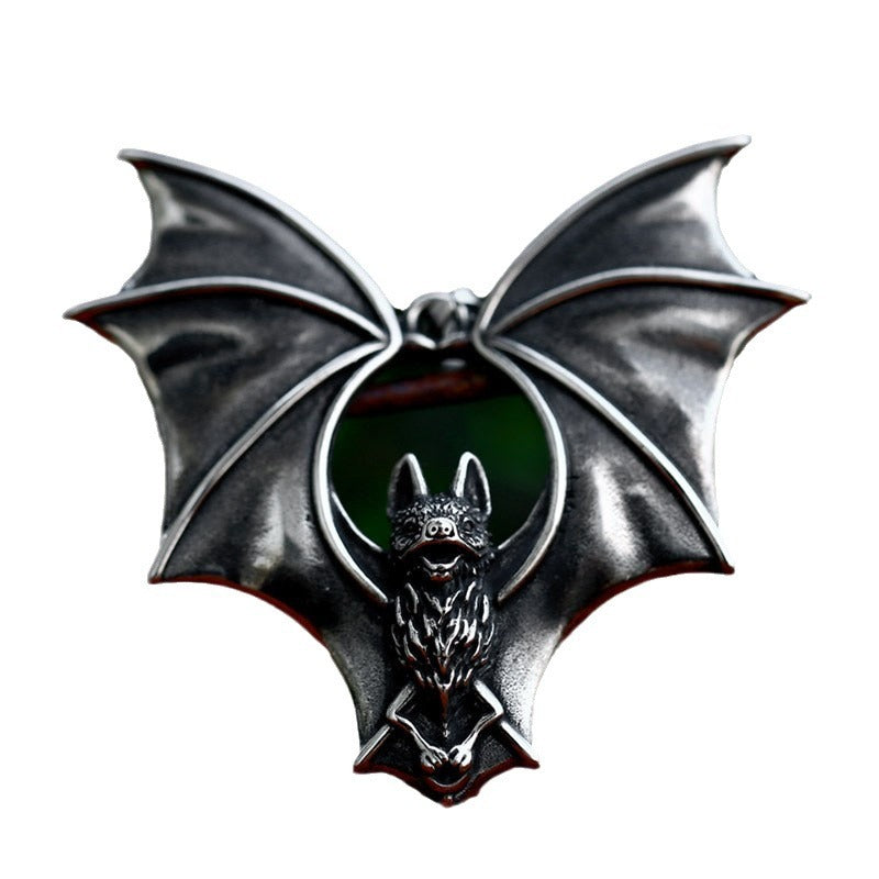 Vintage Dark Stainless Steel Bat Pendant - Gothic-Inspired DIY Jewelry Component