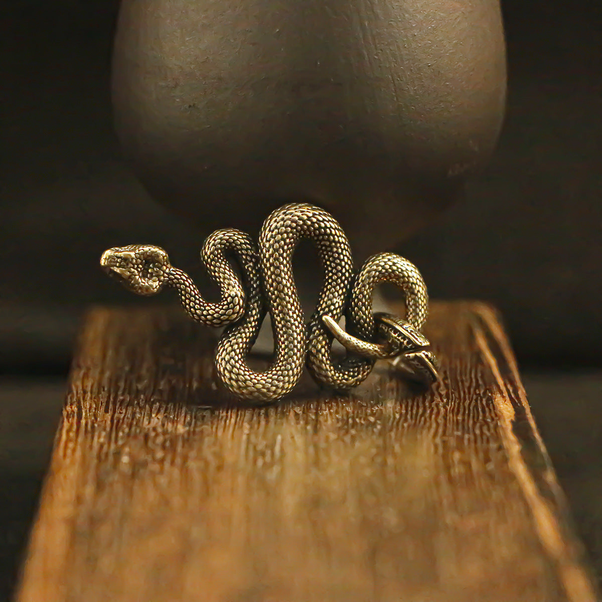 Vintage Brass Snake Pendant, Retro Serpent Charm, Gothic Steampunk Jewelry Making Supplies, Antique Brass Snake Pendant