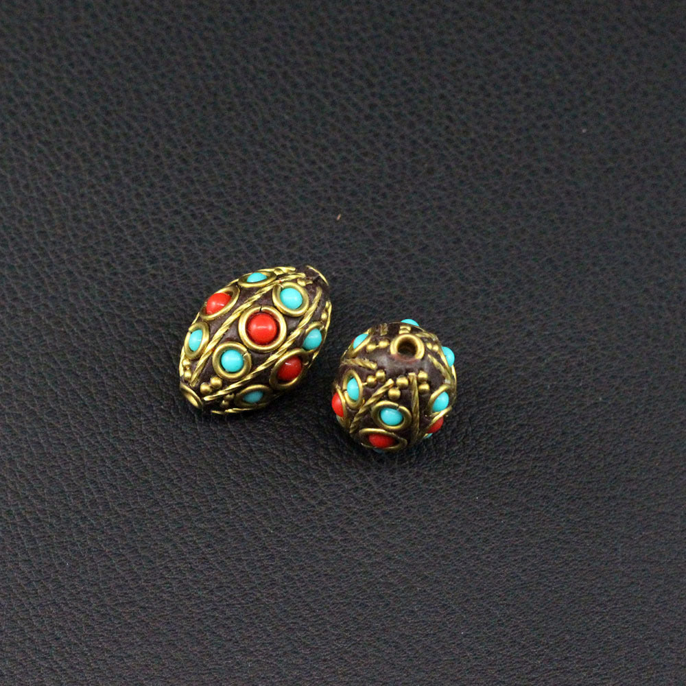 DIY hand-inlaid copper wire Nepalese style rice beads ethnic style keychain Vajra Bodhi play with beads