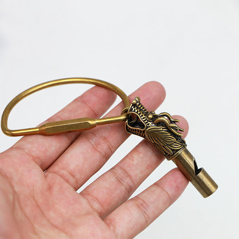 Vintage Brass Dragon Head Whistle Pendant, Retro Steampunk Whistle Charm, Antique Brass Dragon Pendant, Unique Jewelry Making Supplies