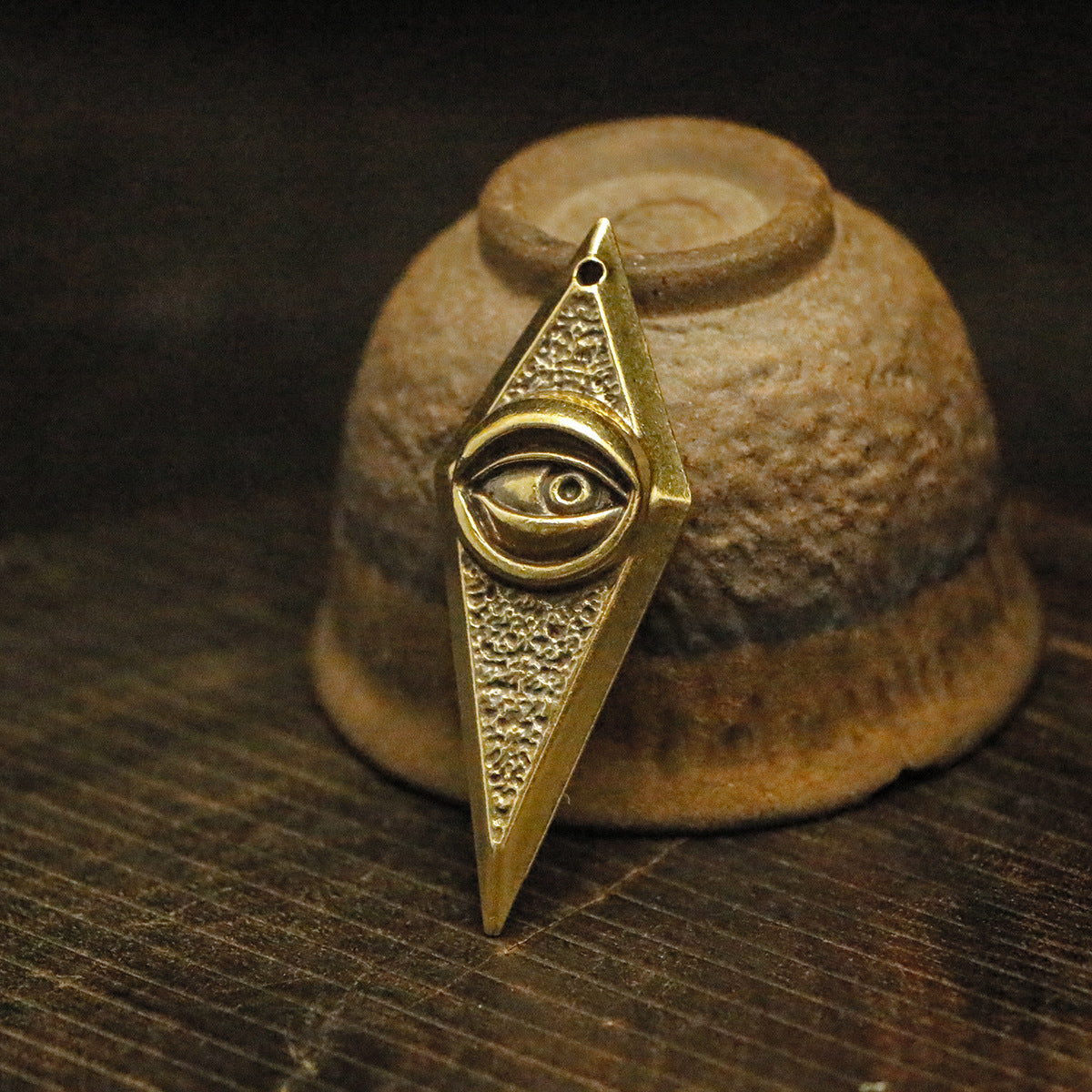 Vintage Brass Evil Eye Pendant, Retro Statement Pendant, Gothic Steampunk Eye Charm, Unique Brass Jewelry Making Supplies