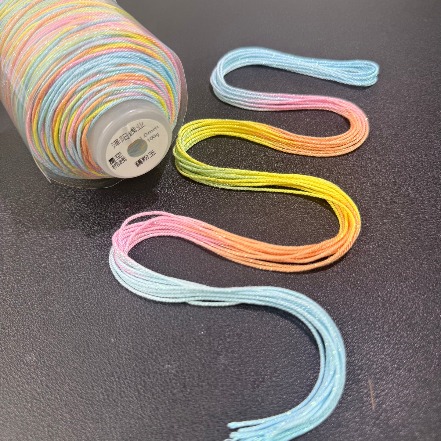 1.0mm Colorful Gradient Cotton Cord, 18-Strand Durable Thread, DIY Bracelet String, Handwoven Craft Rope, Strong Wear-Resistant Jewelry Making Cord,130 Meters Per Roll