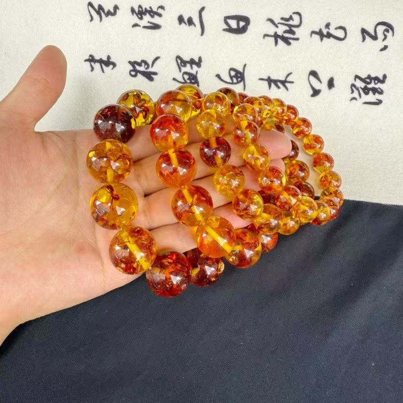 12-22mm Second Generation Amber Flower Bead Bracelet