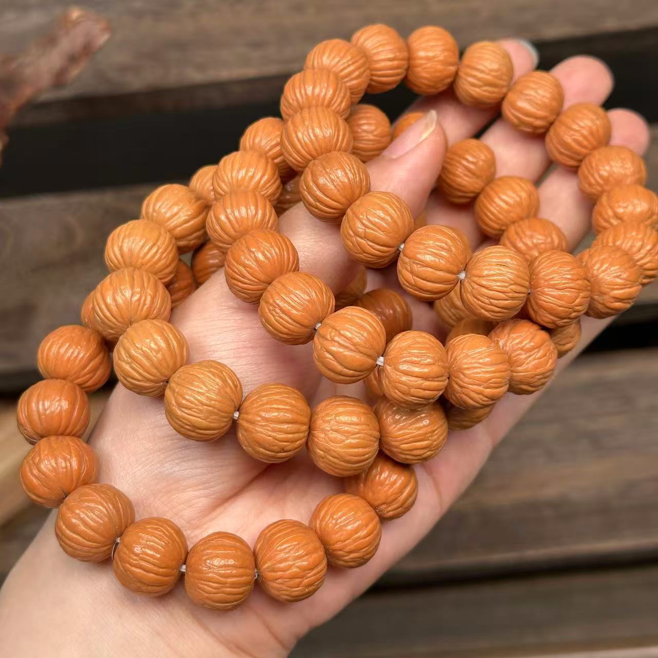 15mm Monkey Head Walnut Phoenix Feather Bracelet | Natural Wood Bracelet, Handcrafted Jewelry for Men & Women