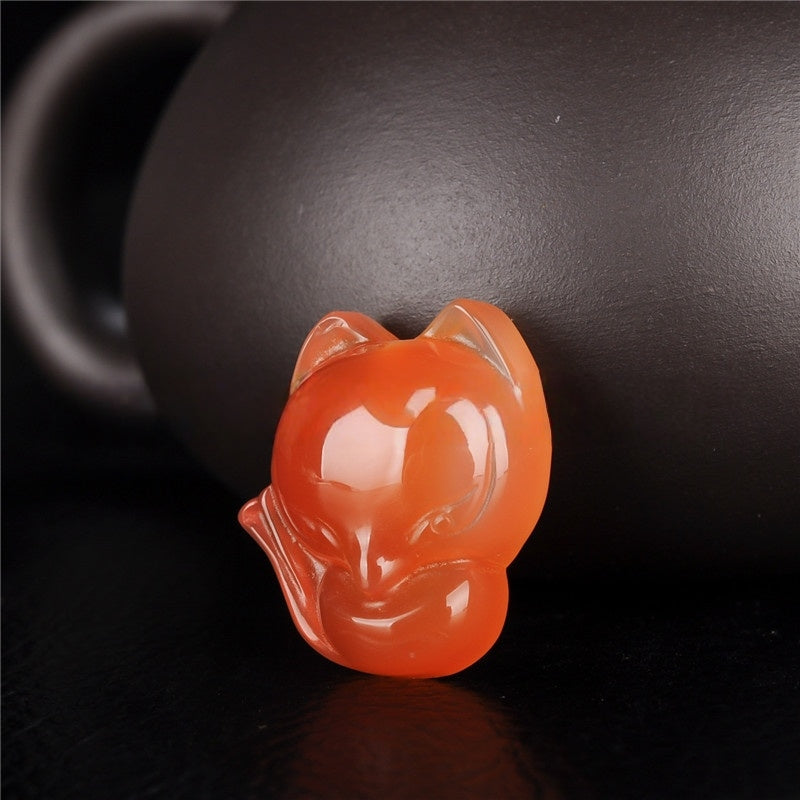 Natural Agate Fox Pendant, Carved Stone Animal Charms, Multi-Color Crystal Fox for Necklace Making, DIY Jewelry Supplies
