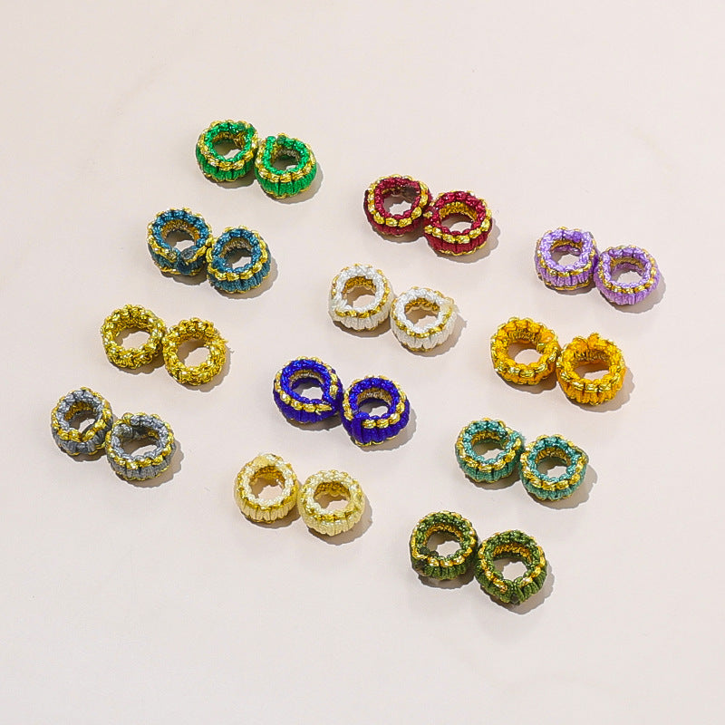 10PCS Handmade Seamless Flat Knot Coil, Handwoven Red Cord, DIY Bracelet & Pendant Connector, Jewelry Making Findings