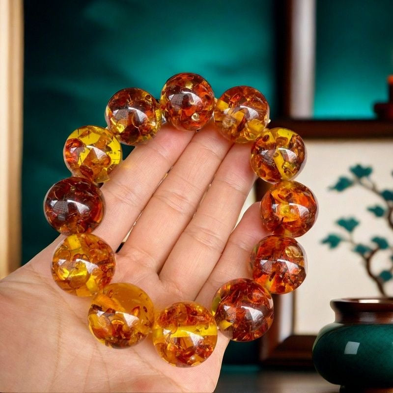 12-22mm Second Generation Amber Flower Bead Bracelet