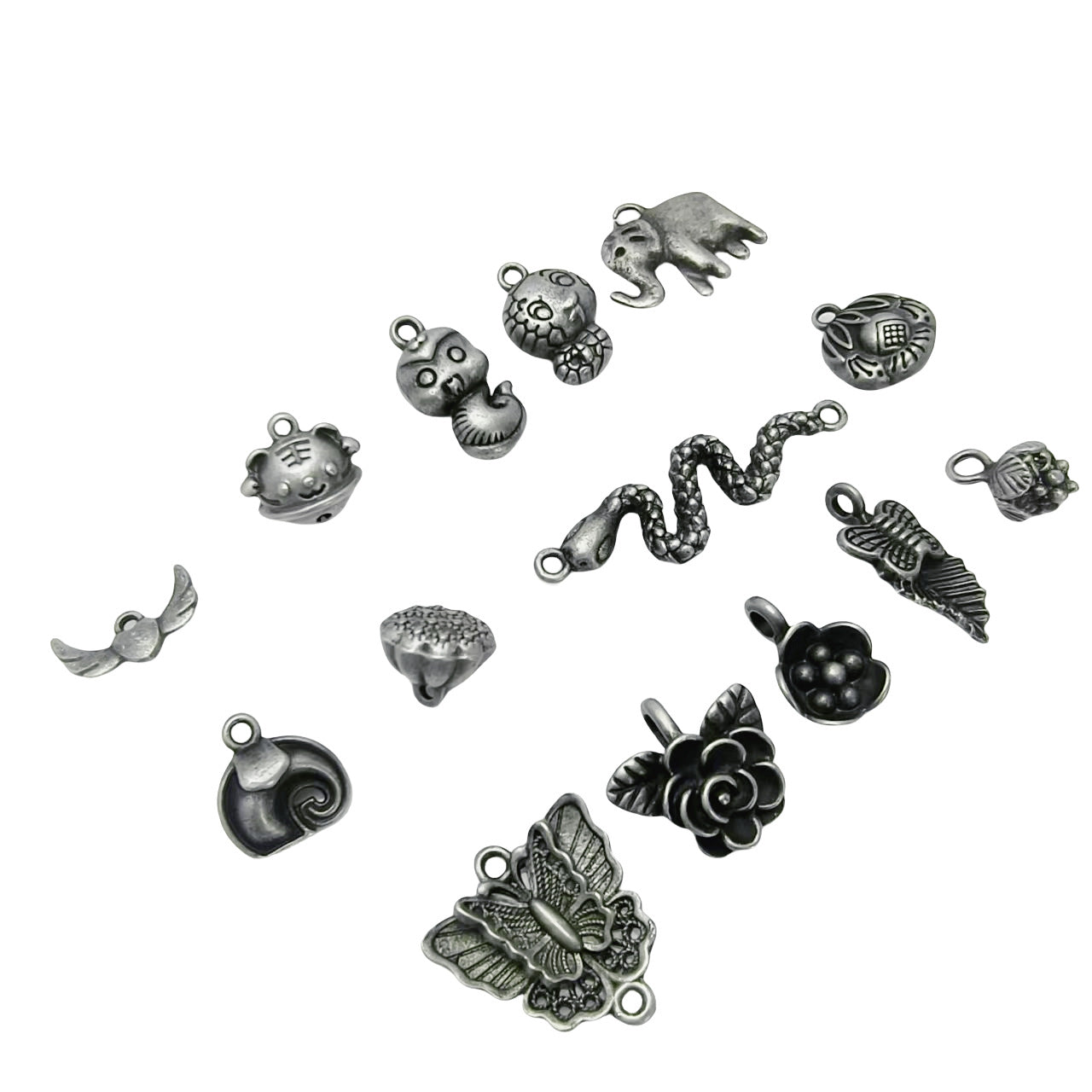 A Series of Charm 3:10PCS Vintage Animal Flower Butterfly Charms, Retro Jewelry Pendant, Antique Style Alloy Connector for DIY Necklace Bracelet Earrings