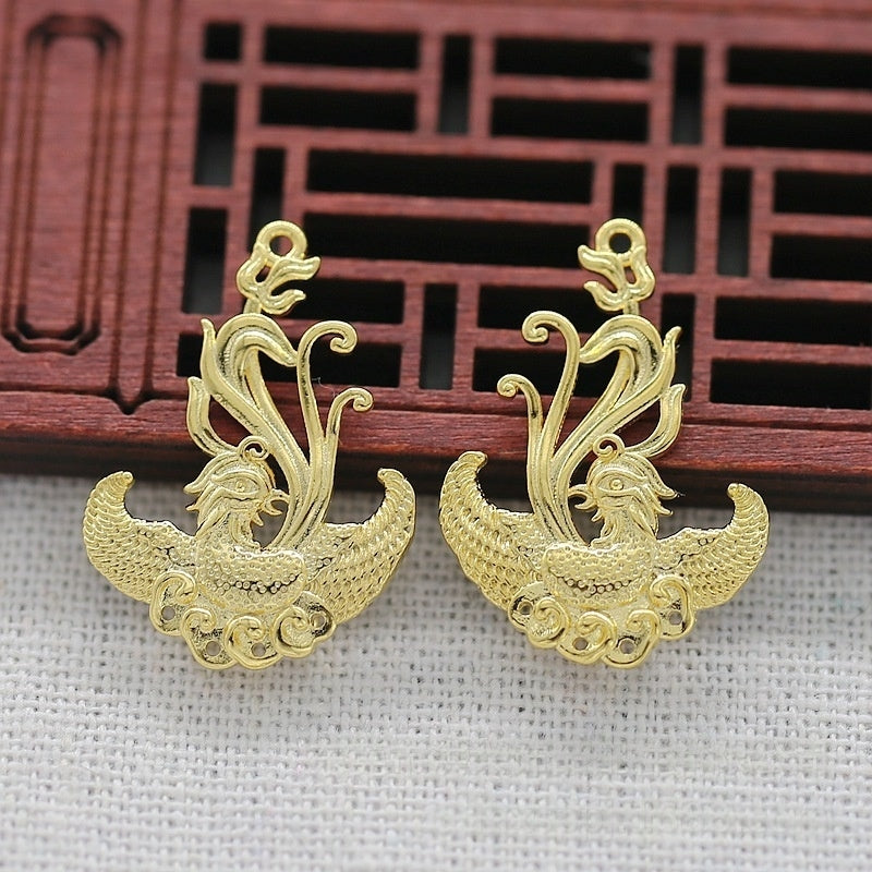 1 Pair Tarnish Resistant 24K Gold Plated Brass Phoenix Multi-Hole Connector – 29x21mm DIY Jewelry Link Pendant