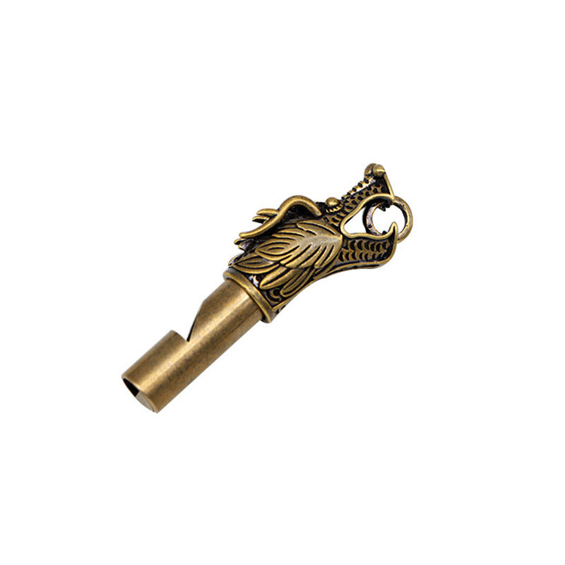Vintage Brass Dragon Head Whistle Pendant, Retro Steampunk Whistle Charm, Antique Brass Dragon Pendant, Unique Jewelry Making Supplies
