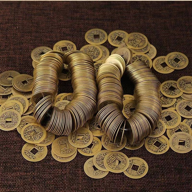 Vintage Brass Five Emperor Coins, Ancient Chinese Coin Charms, Feng Shui Lucky Coins, Retro Brass Ancient Currency, DIY Jewelry Supplies