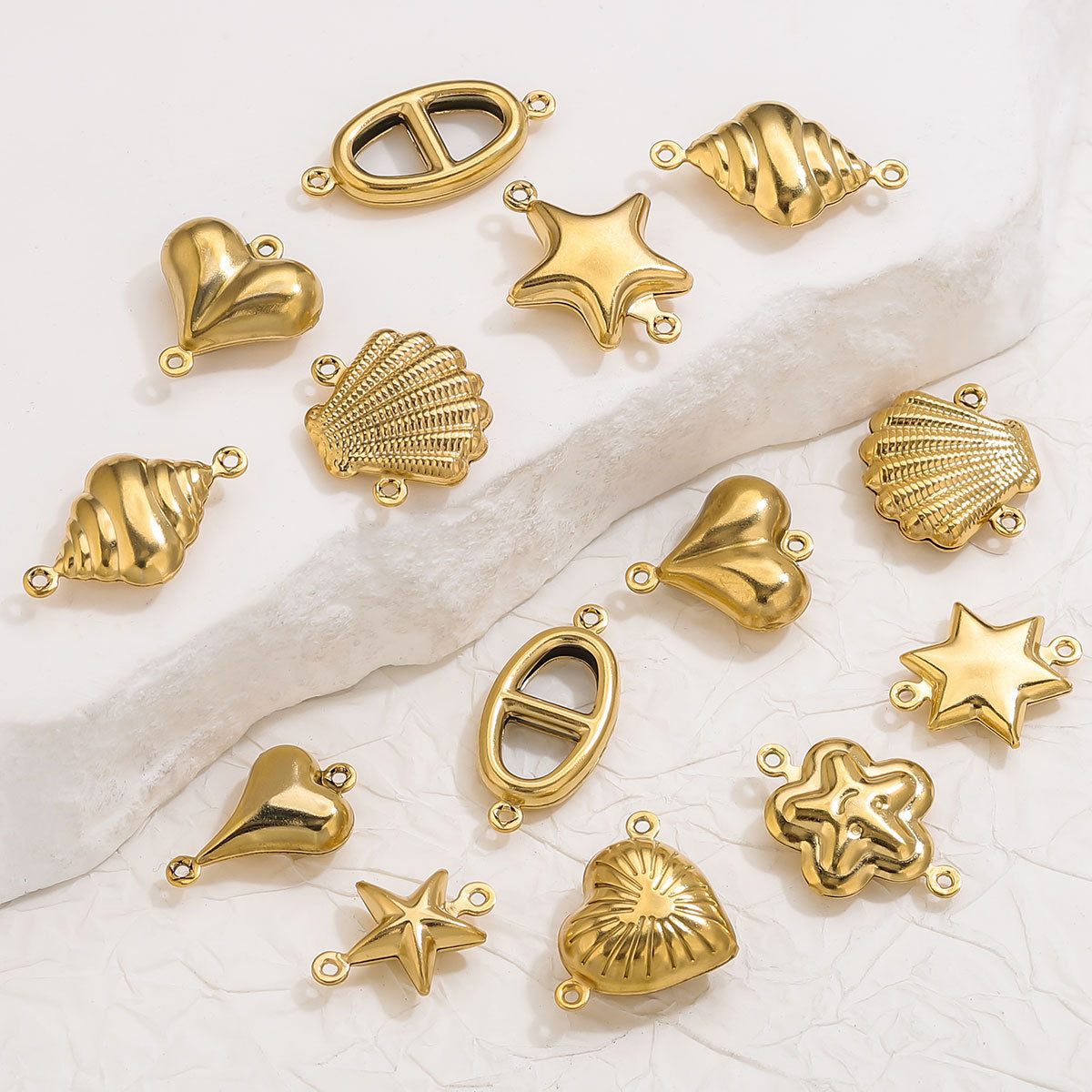 10PCS Stainless Steel Double-Hole Connector| Heart & Star Shapes | DIY Jewelry Connectors for Bracelets & Necklaces