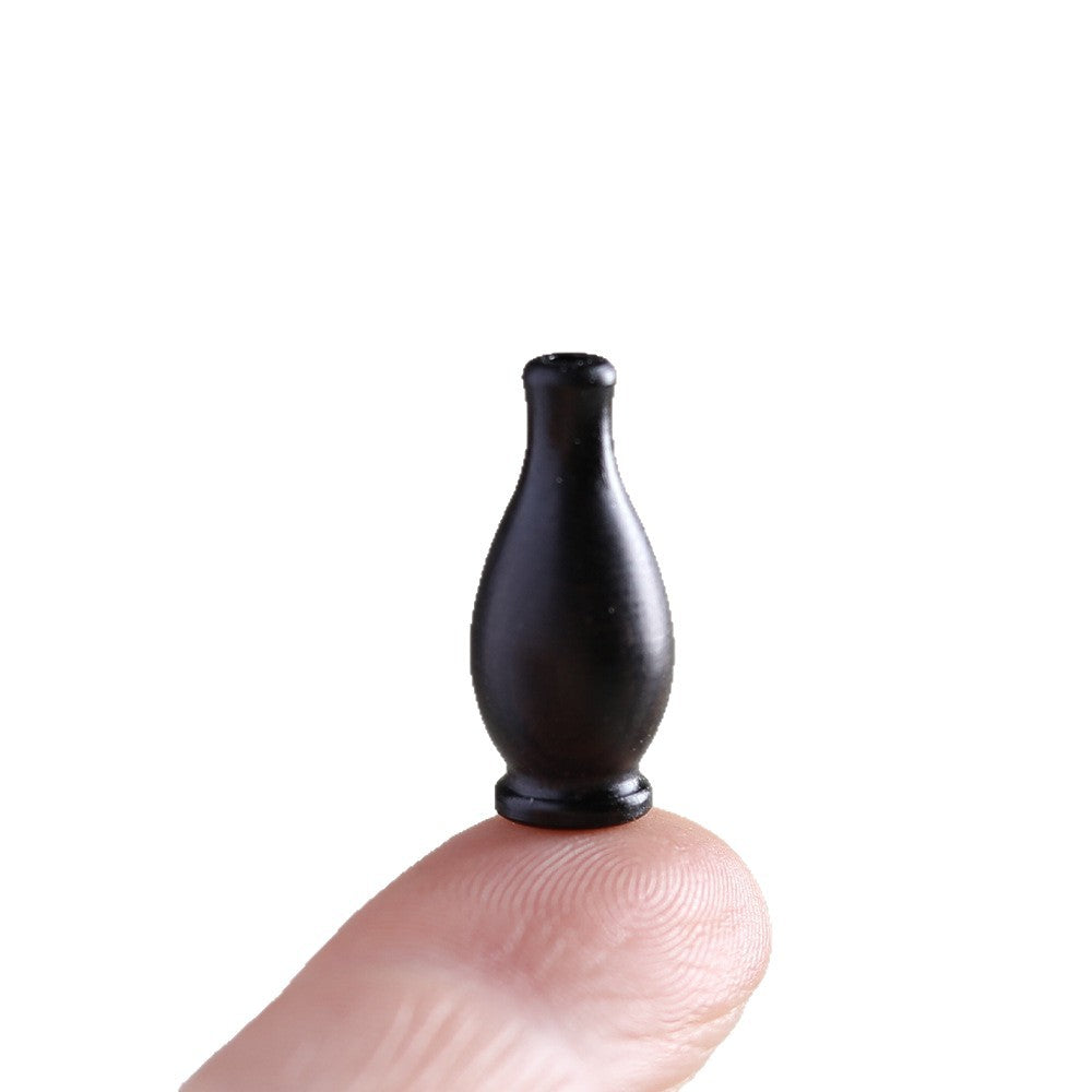 Natural Black Ebony Wood Carved Vase Bead, Through-Hole Pendant Charm, Handmade Wooden Amulet for Necklace Bracelet Jewelry Making