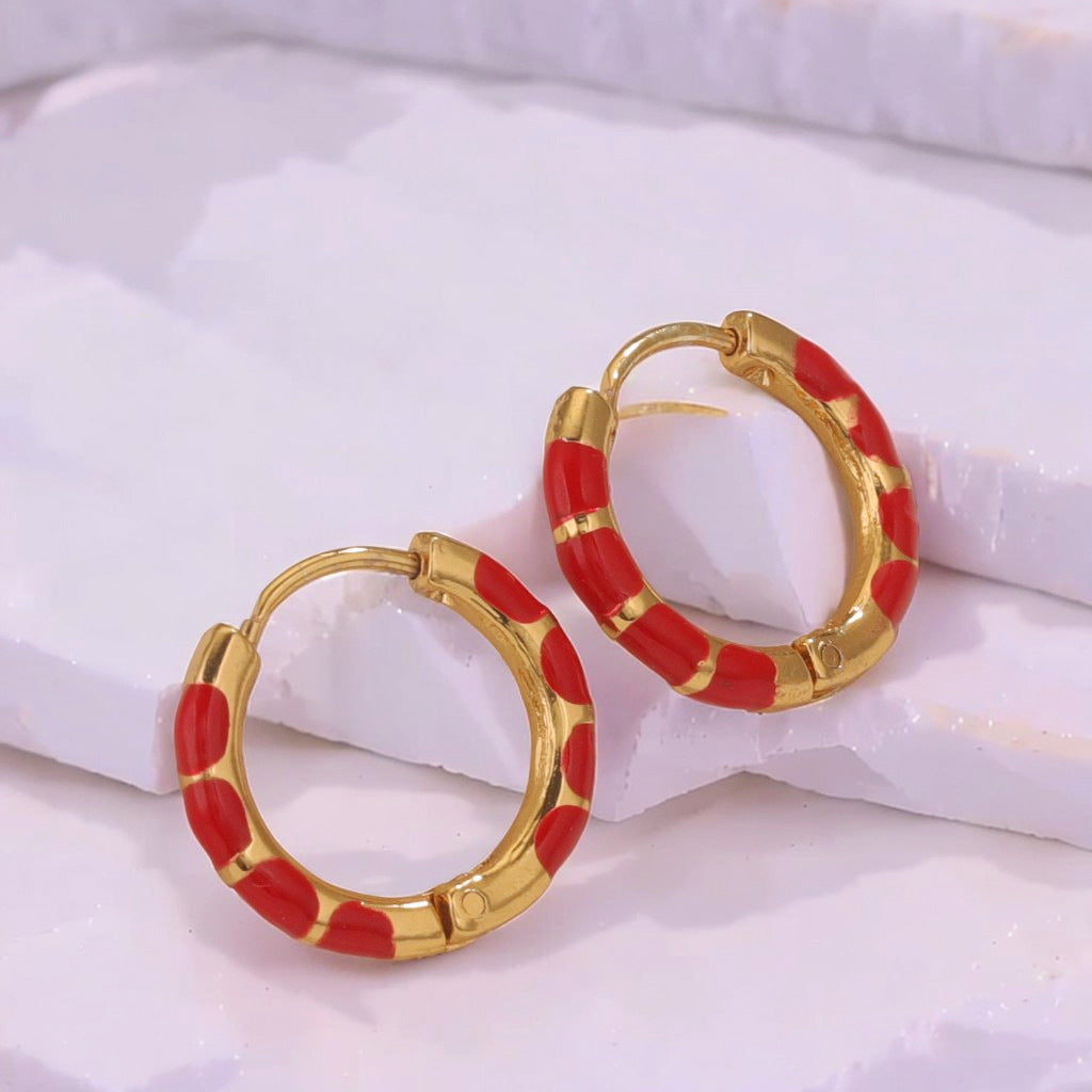 Enamel Color Hand-Dropped Ear Clips - Stainless Steel & Titanium Steel | Classic Cute Women's Earrings