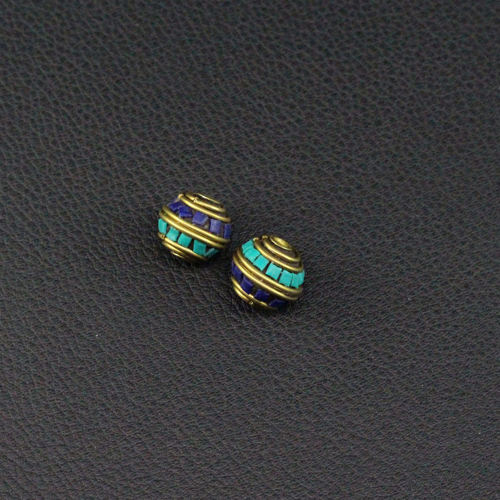 Handmade Nepalese copper beads, round beads, flying saucer beads, ethnic style necklace, thangka with beads, keychain spacer beads