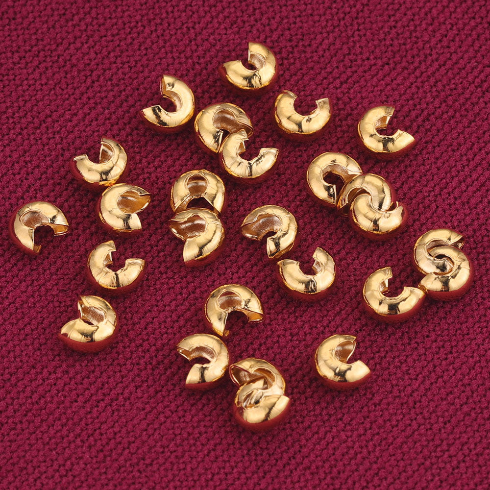 100Pcs Stainless Steel Crimp Beads Covers, Open Half Round Crimping Knot Cover Small Spacer Beads for Jewelry Making Assortments DIY Crafts Bracelets