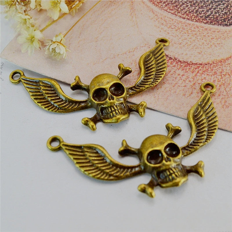 4PCS Vintage Skull Pendant | Halloween Jewelry Accessory for Necklace & Costume DIY